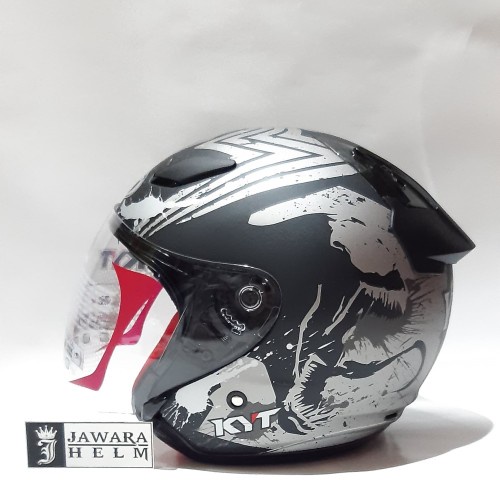 Helm KYT DJ Maru Motif Venom Black Doff Silver
