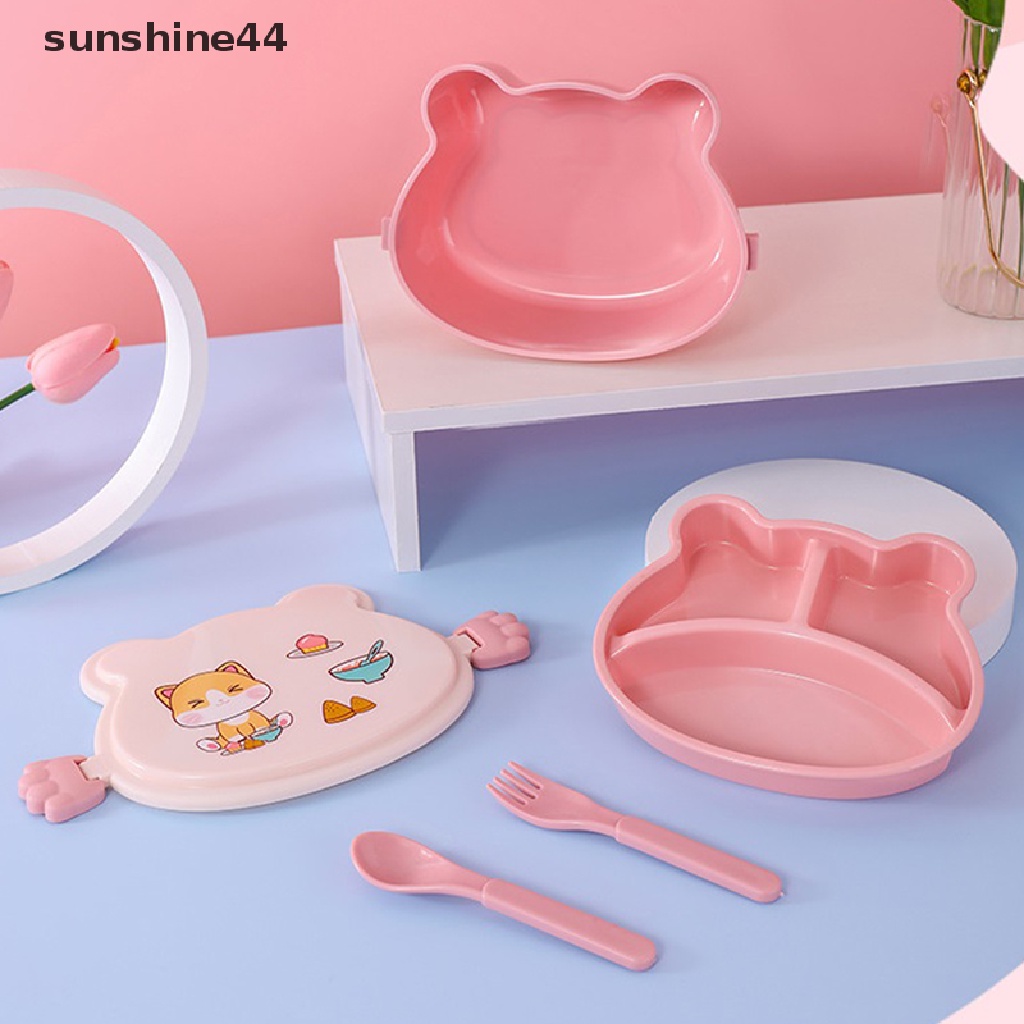 Sunshine Lunch Box 2layer Microwave Sealing Bento Box Wadah Makanan Dengan Peralatan Makan.