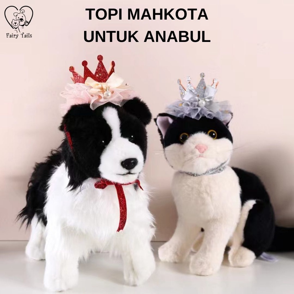 Aksesoris Topi Mahkota Hiasan Kepala Untuk Anabul Anjing dan Kucing Dengan Mutiara Pesta Ulang Tahun Ultah / Birthday Head Accessories Crown for Pet Dog and Cat