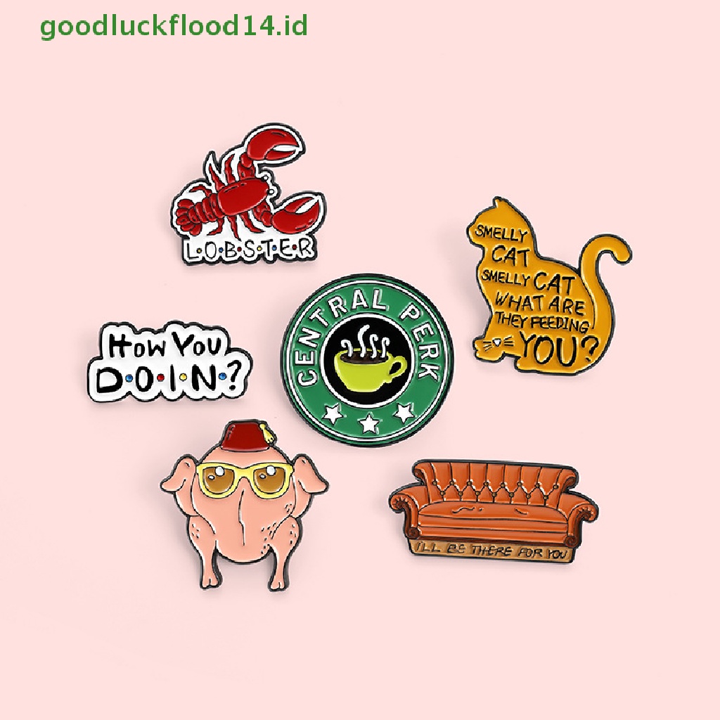 [GOOGFOUR] Teman How You Doin Enamel Pin Custom Kucing Bau Sofa Lobster Turki Bros Kerah Lencana Hadiah Perhiasan TV Klasik [TOP]