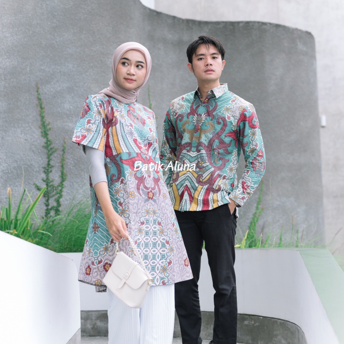 Batik Couple Pasangan Modern Original Lapis Furing - Lapis Trikot Batik Kerja Kantor Kondangan Size S M L XL XXL XXXL