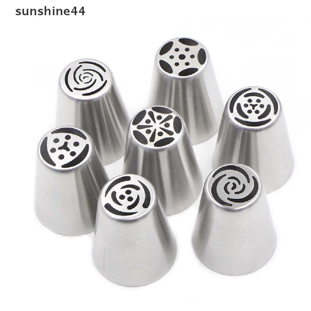 Sunshine 8Pcs/Set Stainless Steel Rusia Nozel Pastry Kue Icing Piping Nozzle Tools.