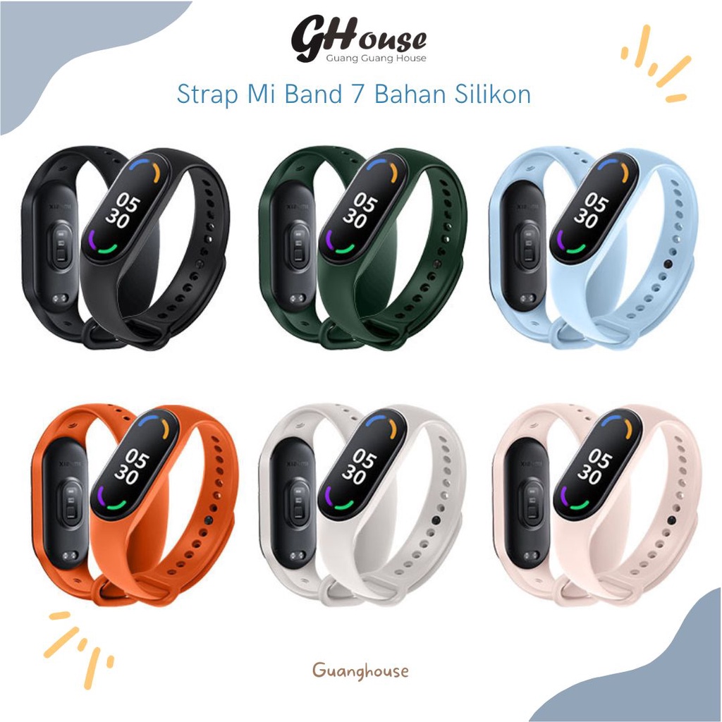 Strap Mi band 7 Tali Pengganti Xiaomi Miband 7 6 5 Miband 6 Miband 5 Silicone Polos Warna Warni