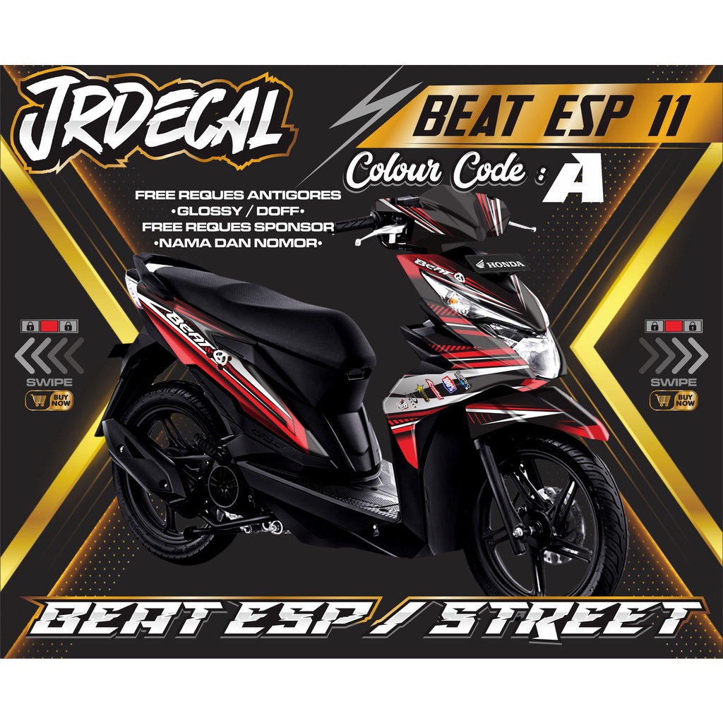 (BISA COD) DECAL STICKER HONDA BEAT ESP STREET HITAM MINIMALIS FULLBODY- DECAL STICKER HONDA BEAT ES