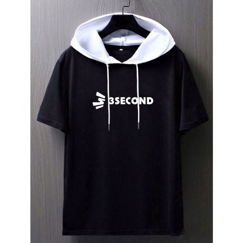 kaos hoodie kombinasi topi sablon 3second