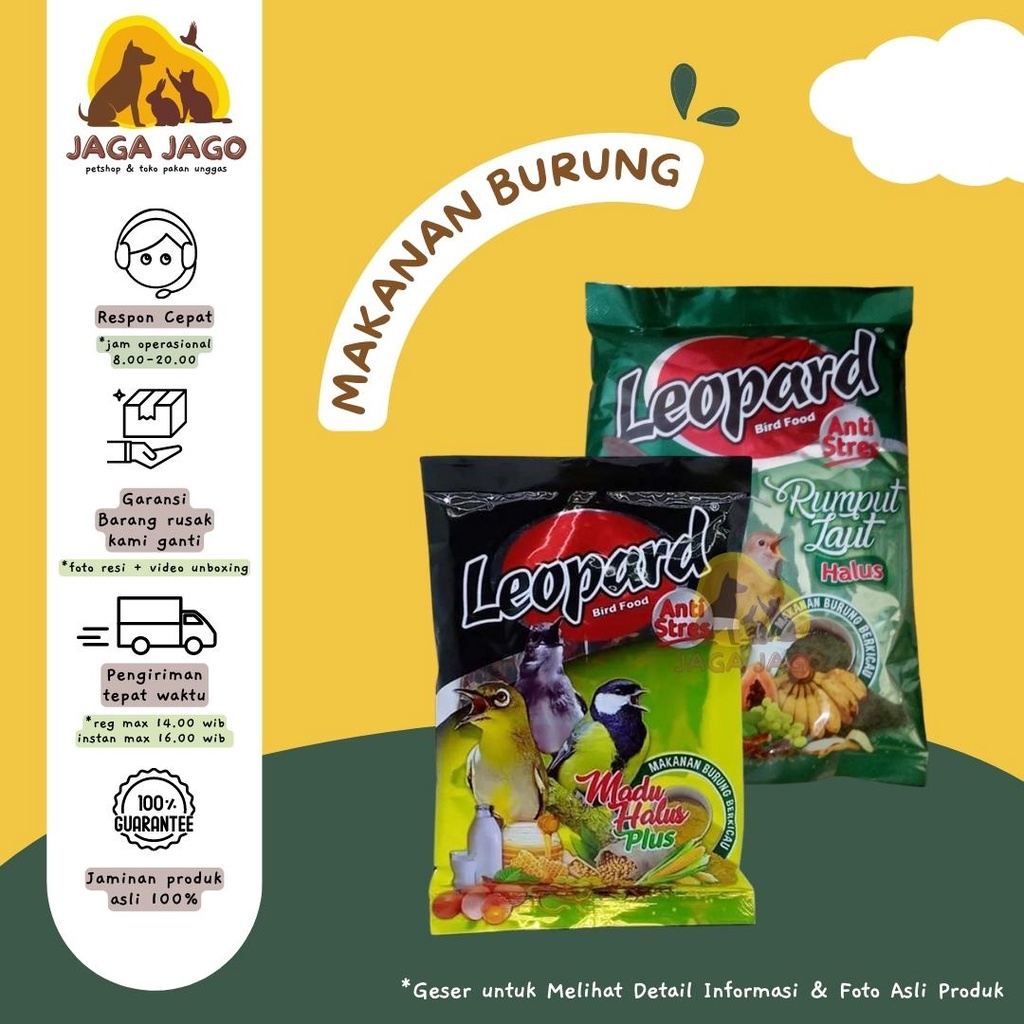 LEOPARD - Pakan Burung Pakan Voer Halus 210gr Burung Ciblek Trenjak Kacamata Kolibri Pentet Kacer Mu