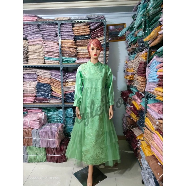 (NEW) LAUNA - Baju Gamis MAXI MAXY Brukat Brokat Mutiara Tile Satin Velvet Remaja Wanita Perempuan I