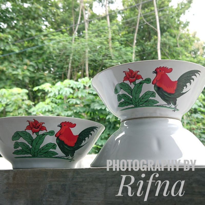 Mangkok Ayam Jago Keramik Tebal Mangkok Legendaris