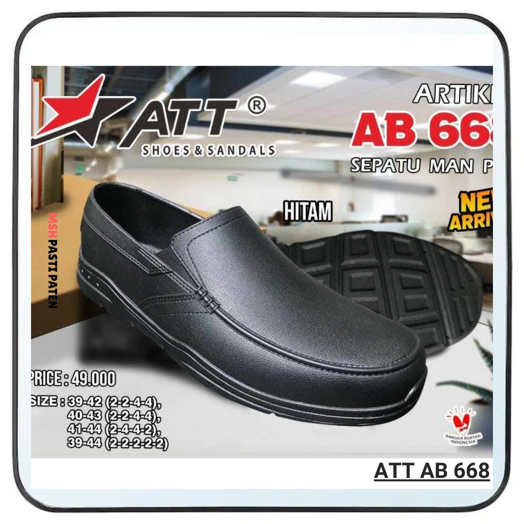 PRO ATT AB 668 Sepatu Karet Pria Sepatu Pantofel Pria Sepatu Slip On Hitam