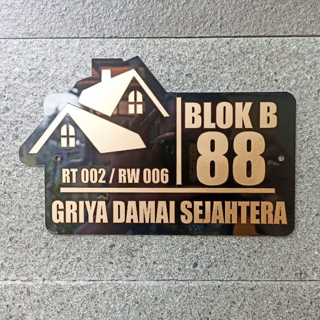 NOMOR RUMAH 23 x 15 cm / BAHAN ACRYLIC / LASER CUTTING