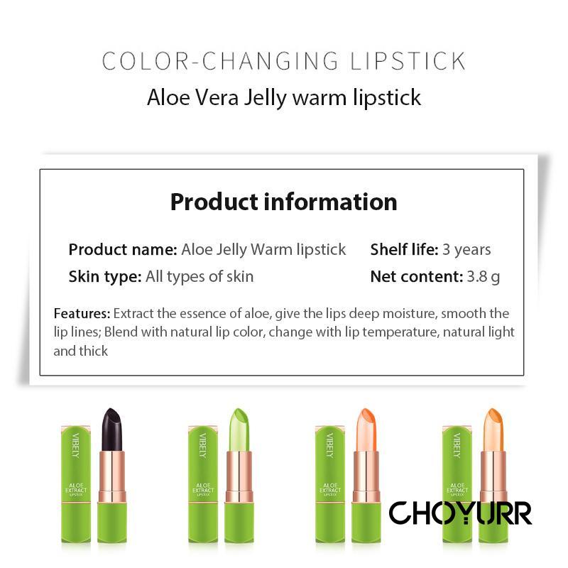 【COD】Aloe Vera Lip Balm Lipstick Temperature Sensitive Berubah Warna Jelly Lip Balm  Nourishing Moisturizing Long Lasting Non-stick Cup-CH