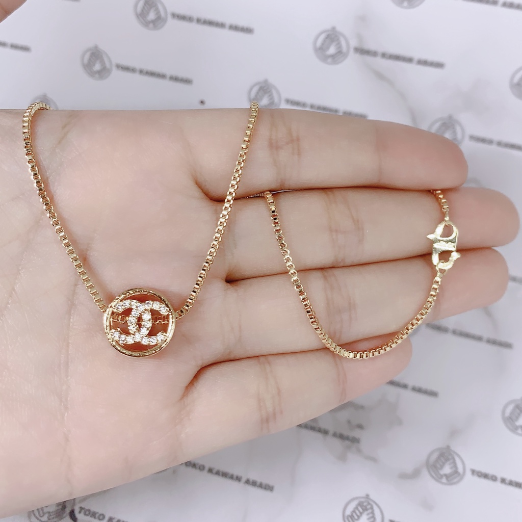 Kalung Xuping Gold Perhiasan Fashion Wanita liontin Permata Kotak *06