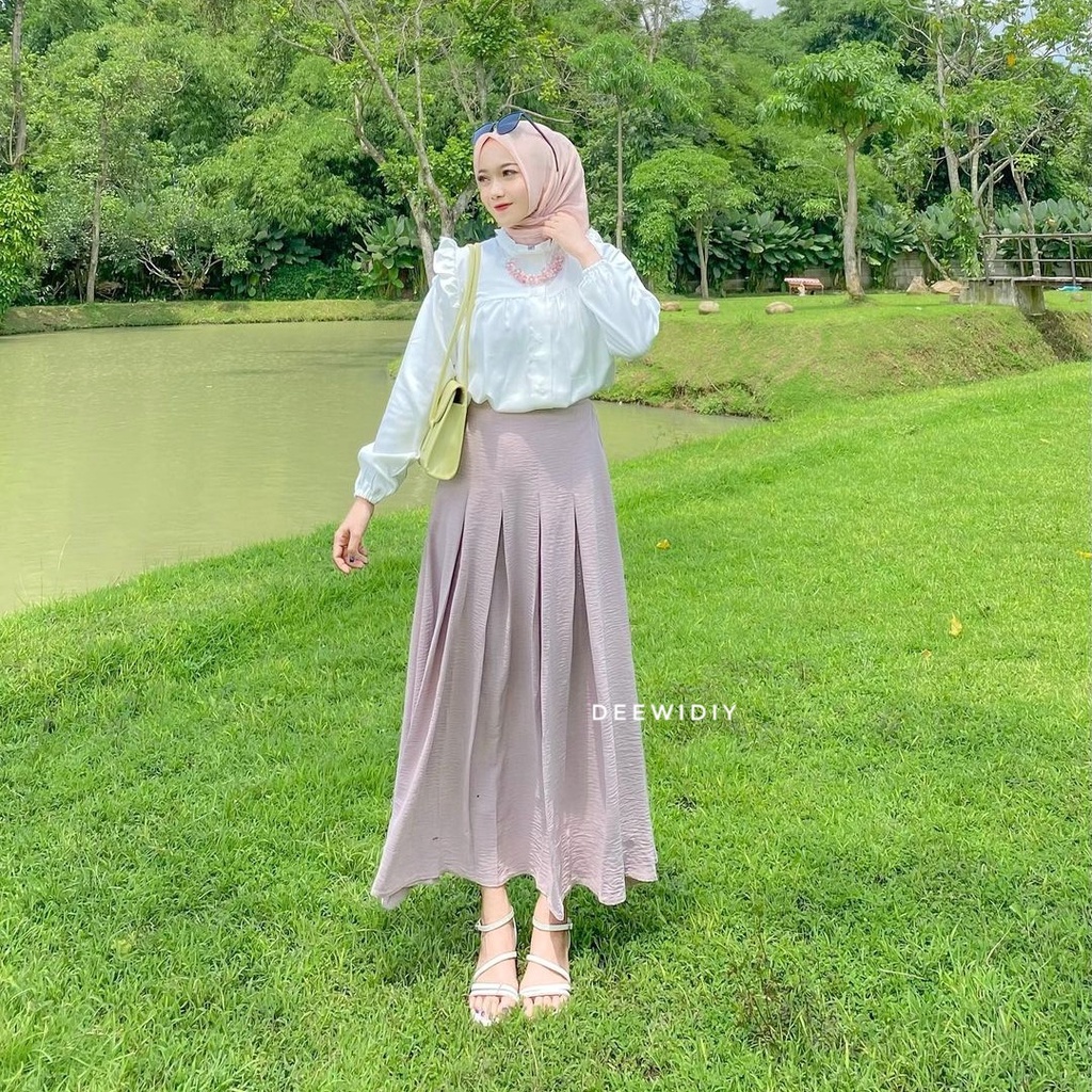 ROK PANJANG CRINCKLE / ROK PANJANG KERJA WANITA / ROK PAYUNG / ROK A-LINE / ELLE SKIRT DEEWIDIY