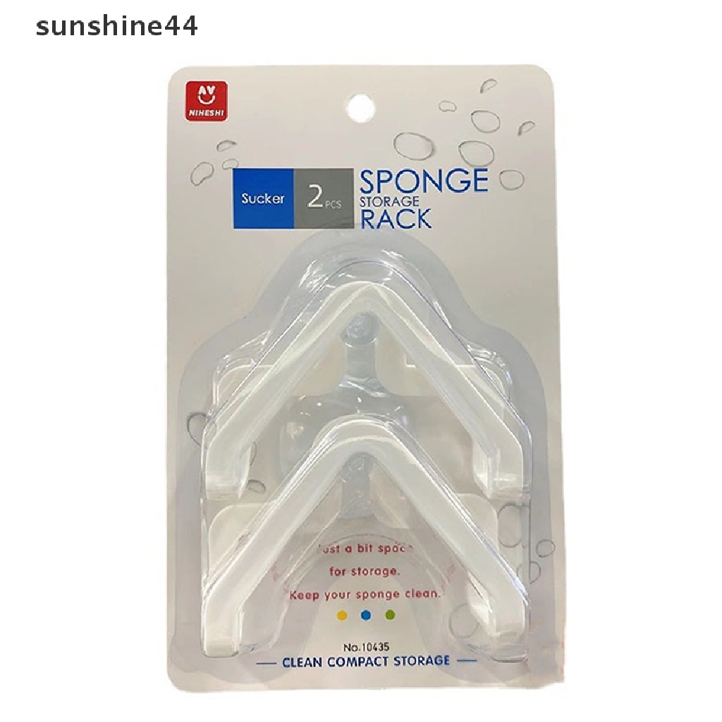 Sunshine 2Pcs Organizer Dapur Suction Cup Wastafel Drain Rack Sponge Tempat Penyimpanan.