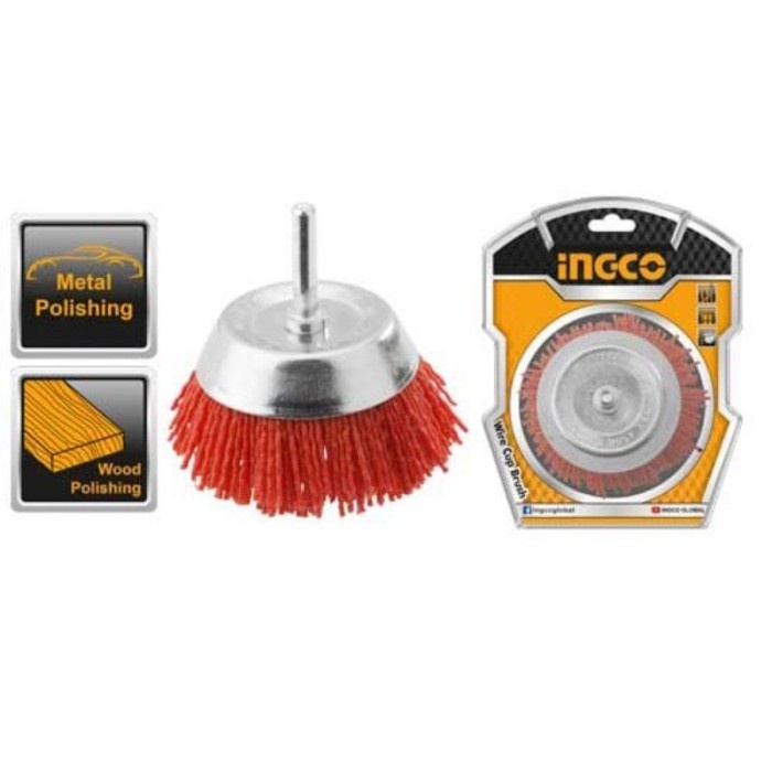 INGCO WB30755 - NYLON CUP BRUSH BOR 3" SIKAT MANGKOK ABRASIVE PLASTIK