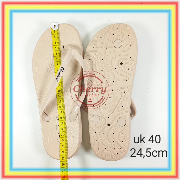 L1967 Sandal Jepit Karet Wanita Motif Garis Gelombang Glanzton