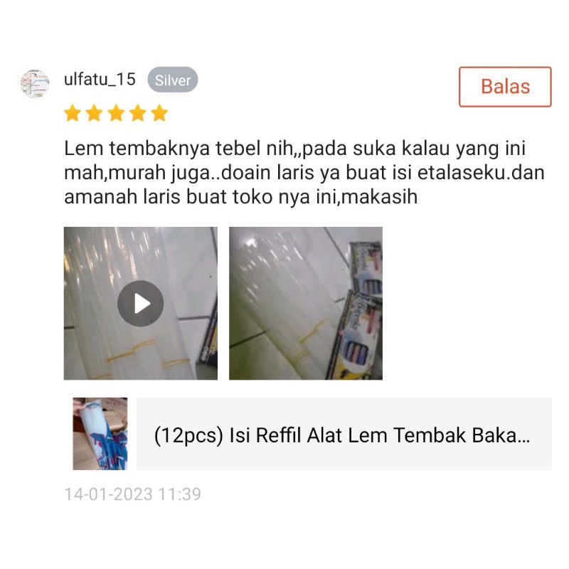 (12pcs) Isi Reffil Alat Lem Tembak Bakar Murah Glue Gun 7mm/27-30cm/ Lem kerajinan