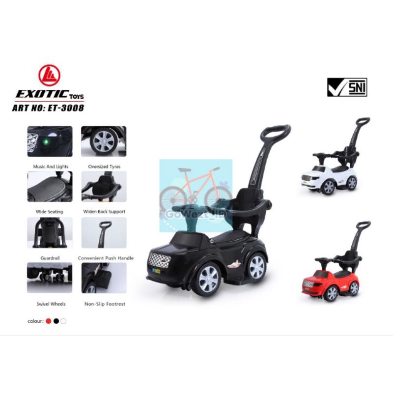 Ride On Mobil Mobilan Dorong Anak Tolocar EXOTIC ET 3008 Musik Lampu Mainan Mobilan Anak | High Quality