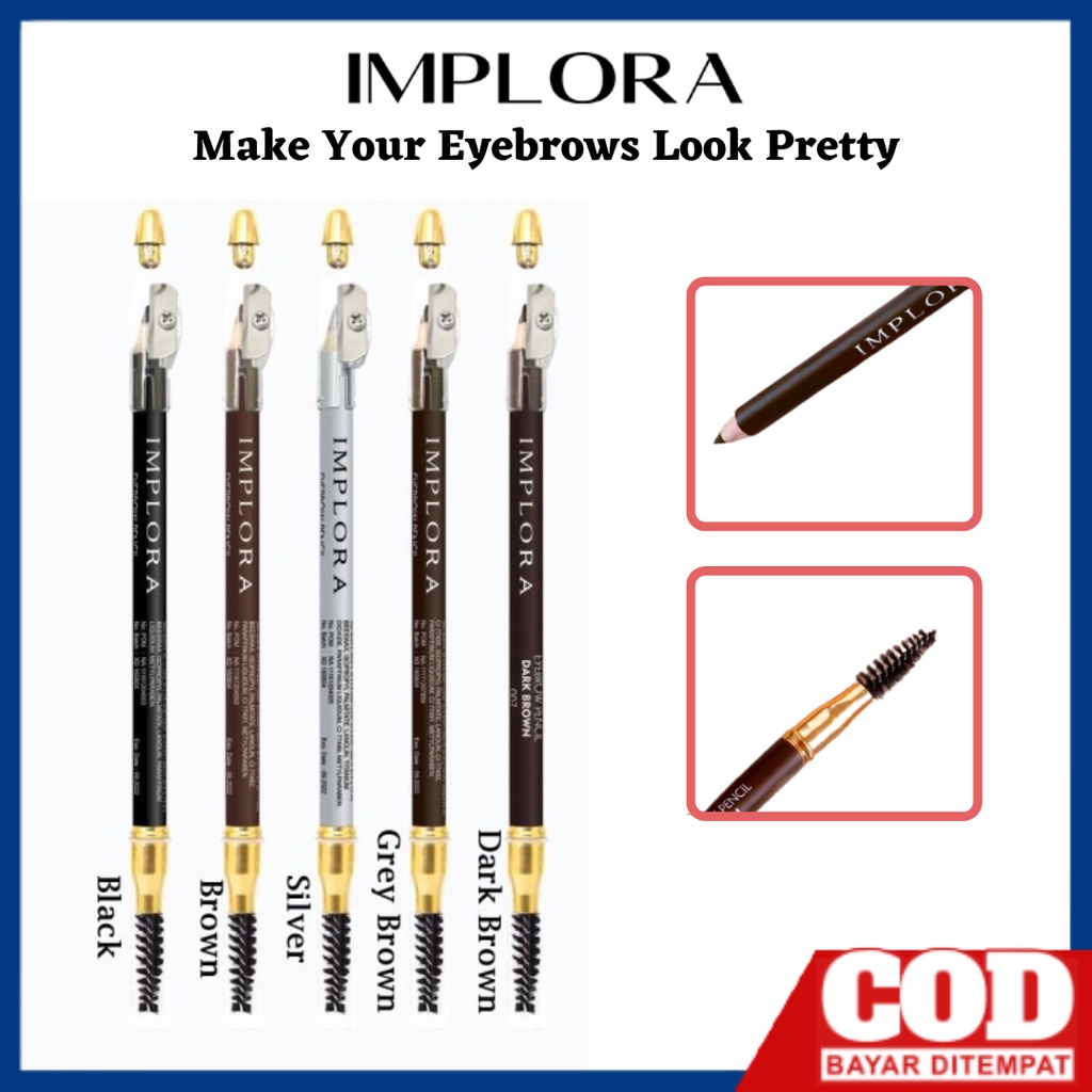 Implora Pensil Alis Serut Rautan 2in1 Eyebrow Pencil Kosmetik Alis Mata