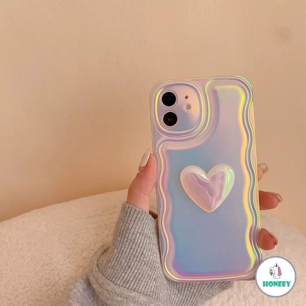 Ins Soft Case TPU Motif Hati 3D Untuk IPhone 14 13 12 11 Pro Max