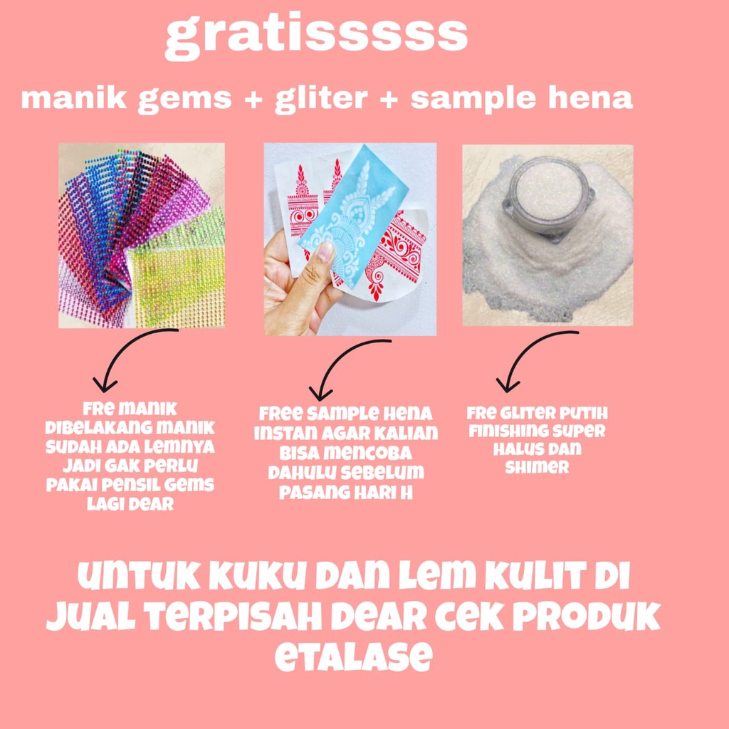 HENA INSTAN PUTIH J1123 / FREE GLITER MANIK DAN SAMPLE