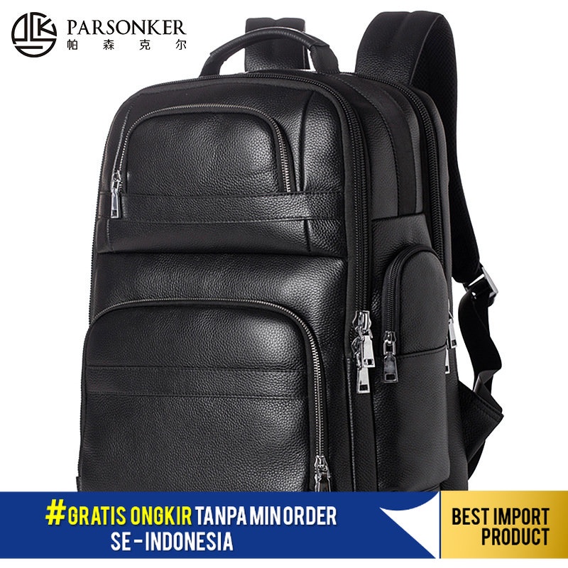 Tas Pria Wanita  Perjalanan Ransel Kulit Asli  Bisnis Perjalanan Ransel Besar Kapasitas Penyimpanan 