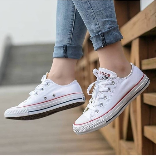 Sepatu Casual Harian Sekolah Kuliah Converse Allstar CT Mono Full White Putih Low Pria Wanita Couple