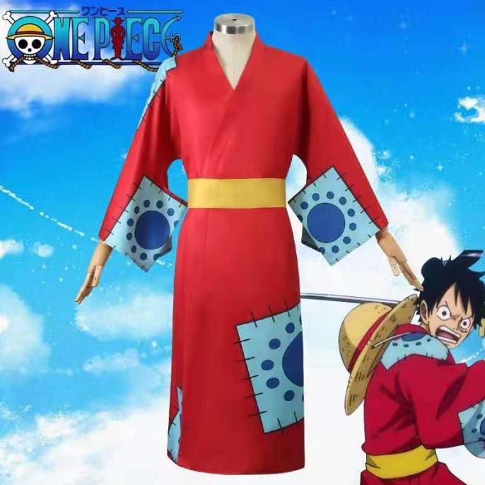 One Piece Wano Country Monkey D. Luffy Cosplay Costume Kimono Outfits
