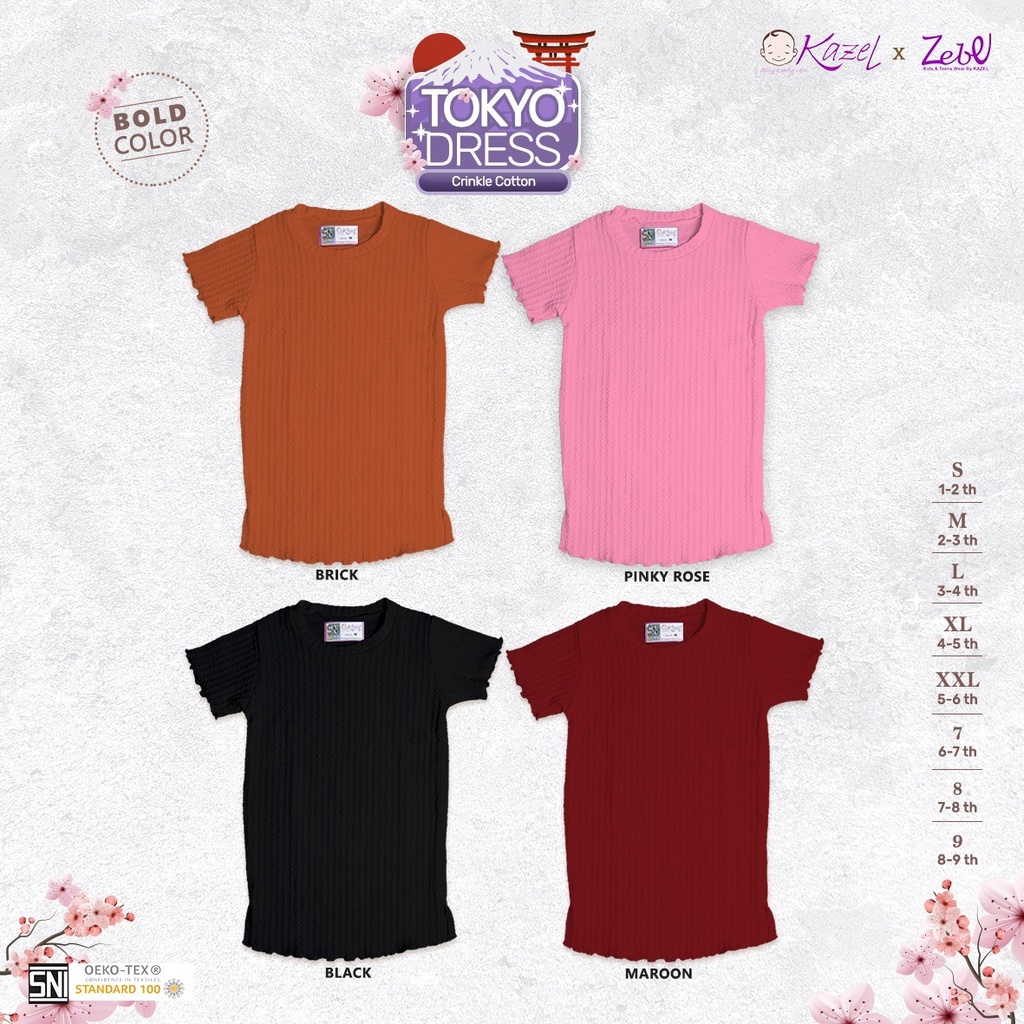 Kazel Zebe 1pc Tokyo Crinkle Dress 2.0 | Dress Anak Perempuan