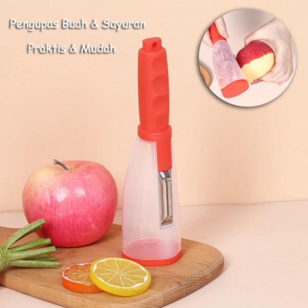 (SerbaSerbi)Pisau Pengupas Kulit Buah Sayuran Praktis Ada Tempat Sampah Multifungsi/ Alat Perlengkapan Dapur Parutan Peeler Kitchen Termurah