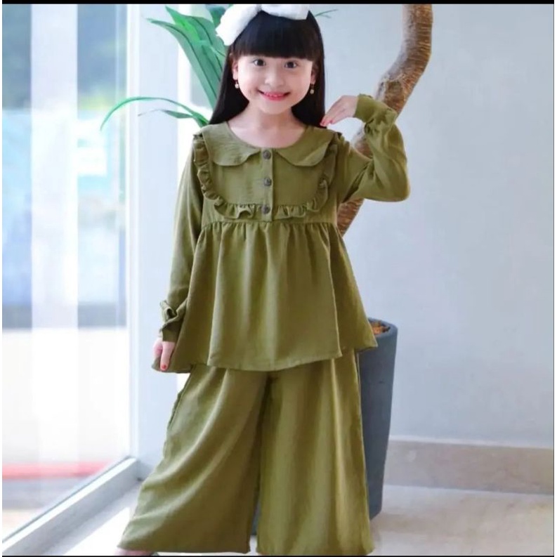 aruna set anak usia 3-12 th/one set crinkel anak terbaru/setelan crinkel anak