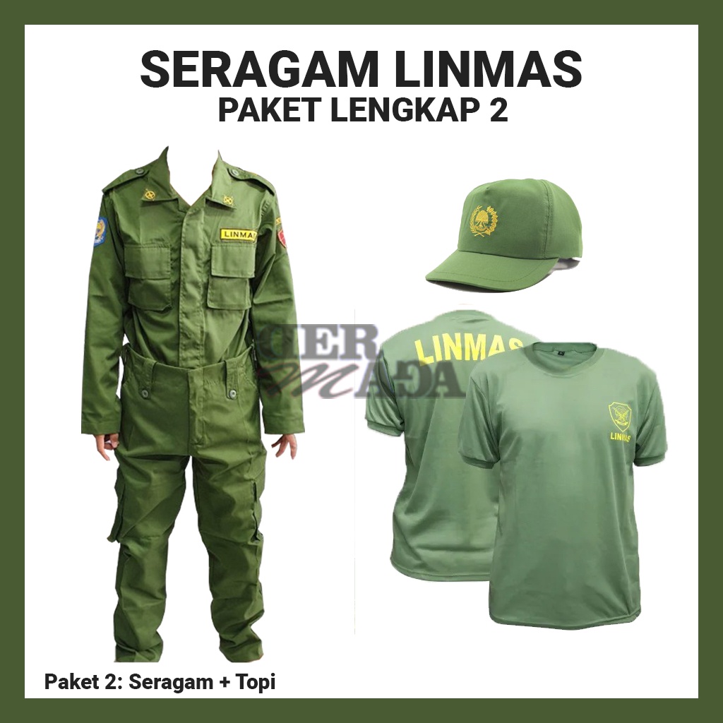 Jual Paket Lengkap Seragam Linmas Baju Hansip Seragam Hansip Lengan Panjang American Drill