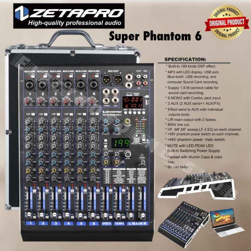 MIXER AUDIO ZETAPRO SUPER PHANTOM 6 / Mixer Zetapro Original