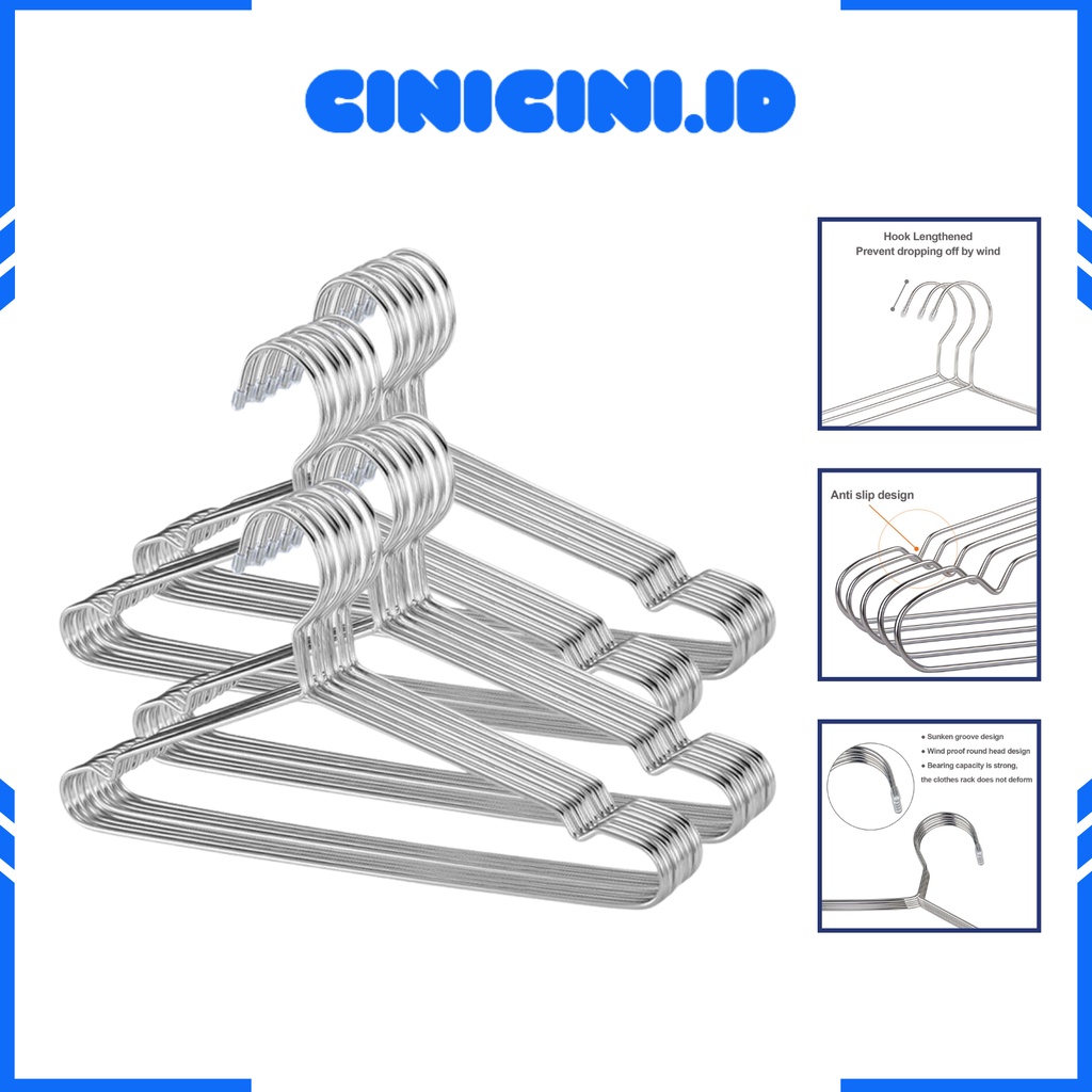 [ Cinicini ] Gantungan Baju Stainless Hanger Kawat Stainless ( Isi 10