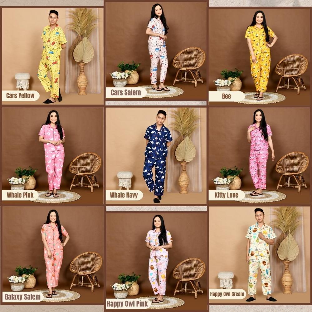 Paket Hemat Piyama CP Satu Lusin ( Size M, L, XXL ) Pria / Wanita / Baju Tidur Dewasa / Setelan Piyama Celana Panjang Lengan Pendek ( 12 Pcs )