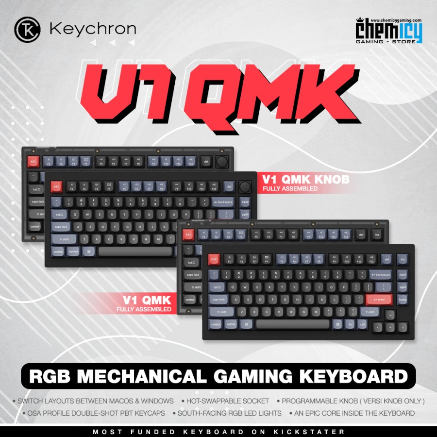 Keychron V1 QMK RGB Custom Mechanical Gaming Keyboard