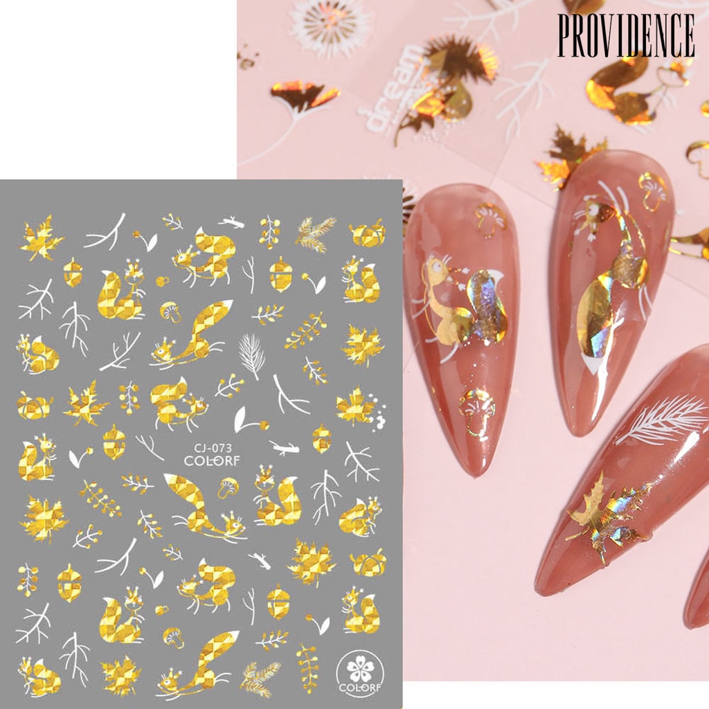 Providence 2lembar Nail Art Stiker Gloss Perekat Diri Tidak Luntur DIY Kuat Lengket Kupu-Kupu Maple Daun Manicure Decal Nail Salon Supply