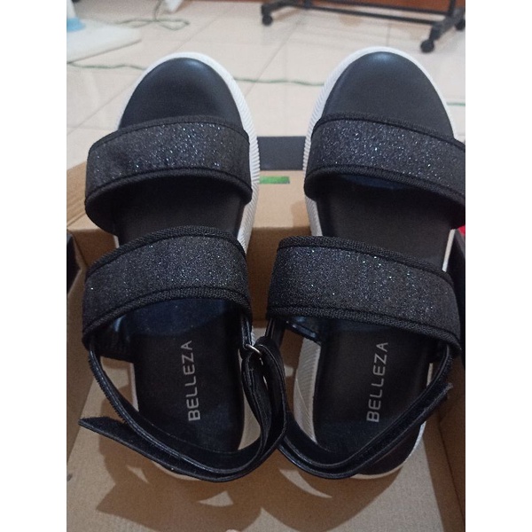 SIZE 40 SANDAL SEPATU TALI BELLEZA BIG SIZE HITAM TINGGI SOL
