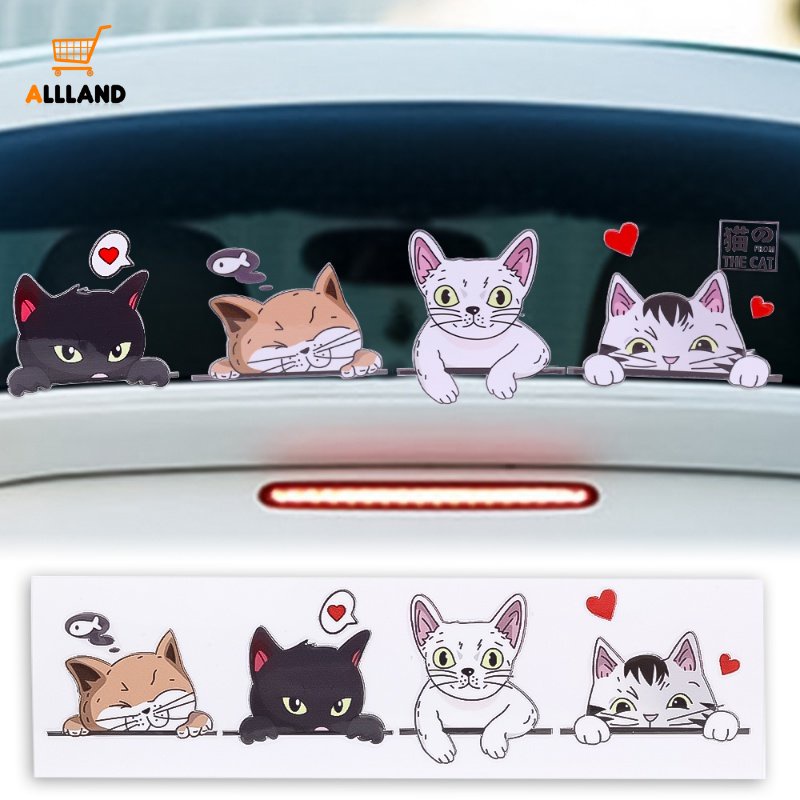 Lucu 4ekor Kucing Pengintip Stiker PVC Perekat Diri Mobil/Lucu Bentuk Kucing Otomotif Tahan Air Decals/Kendaraan Pribadi Aplikasi Kartun Dekoratif