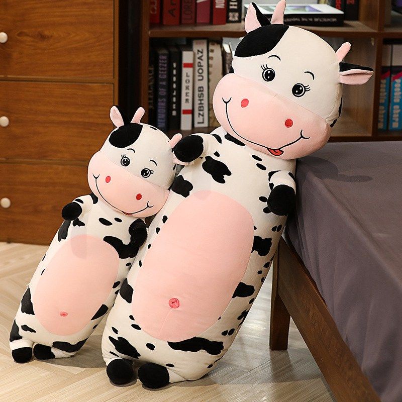 Bantal Boneka Tidur Lucu Karakter Animal Sapi Bahan Halus Lembut Ukuran 60cm