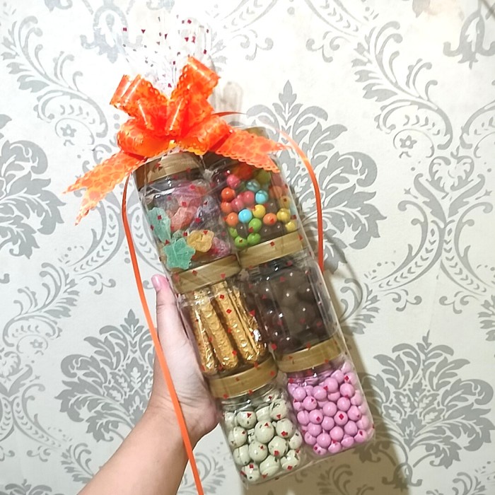 

✨READY✨ -parsel coklat toples 6 susun custom cangkir hadiah valentine lebaran - paket coklat- 1.1.23