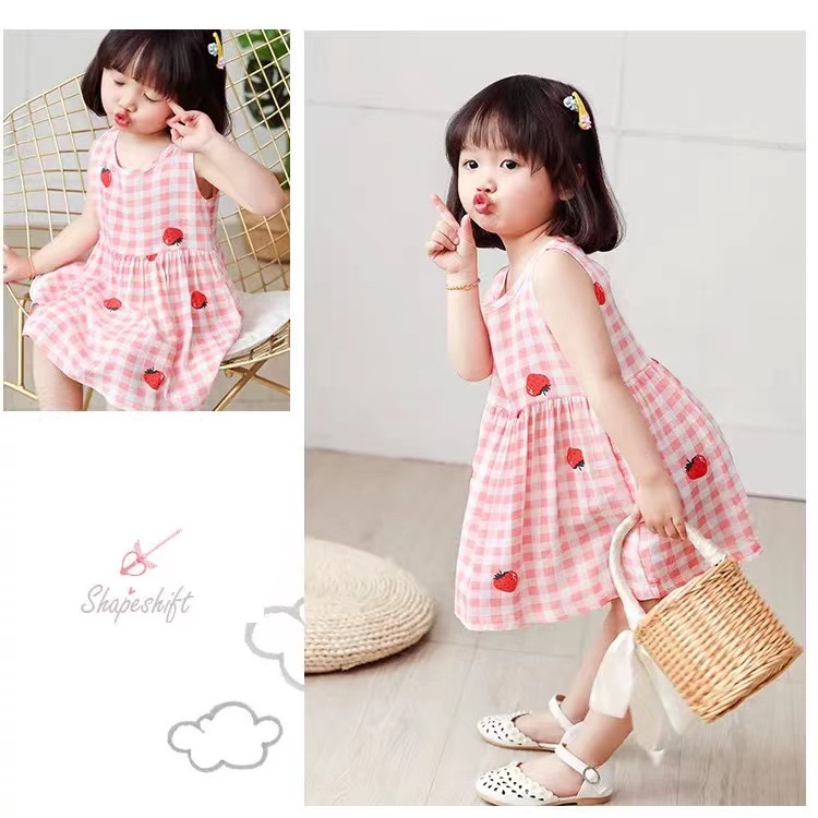 IL - DRESS TERUSAN  ANAK PREMPUAN MOTIF BERRY / DRESS ANAK LUCU STYLE KOREA TARTAN KOTAK