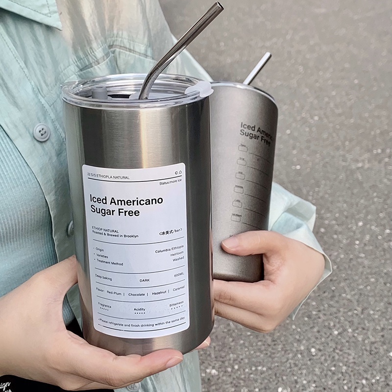 【COD】600ML Coreana Cafe Dari Stainless Steel 304 Kapasitas Besar 600ml American Insceding Cup