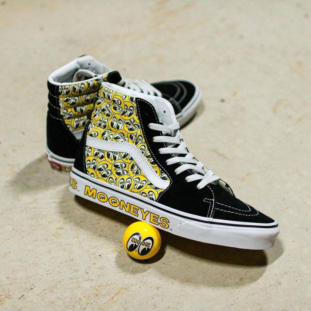 VANS SK8-HIGH X @mooneyesjp BLACK/YELLOW 2022 ORIGINAL 100%