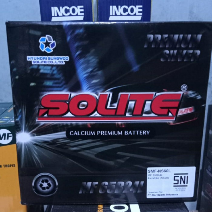 Aki Mobil Kering Solite 65B24L 50ah