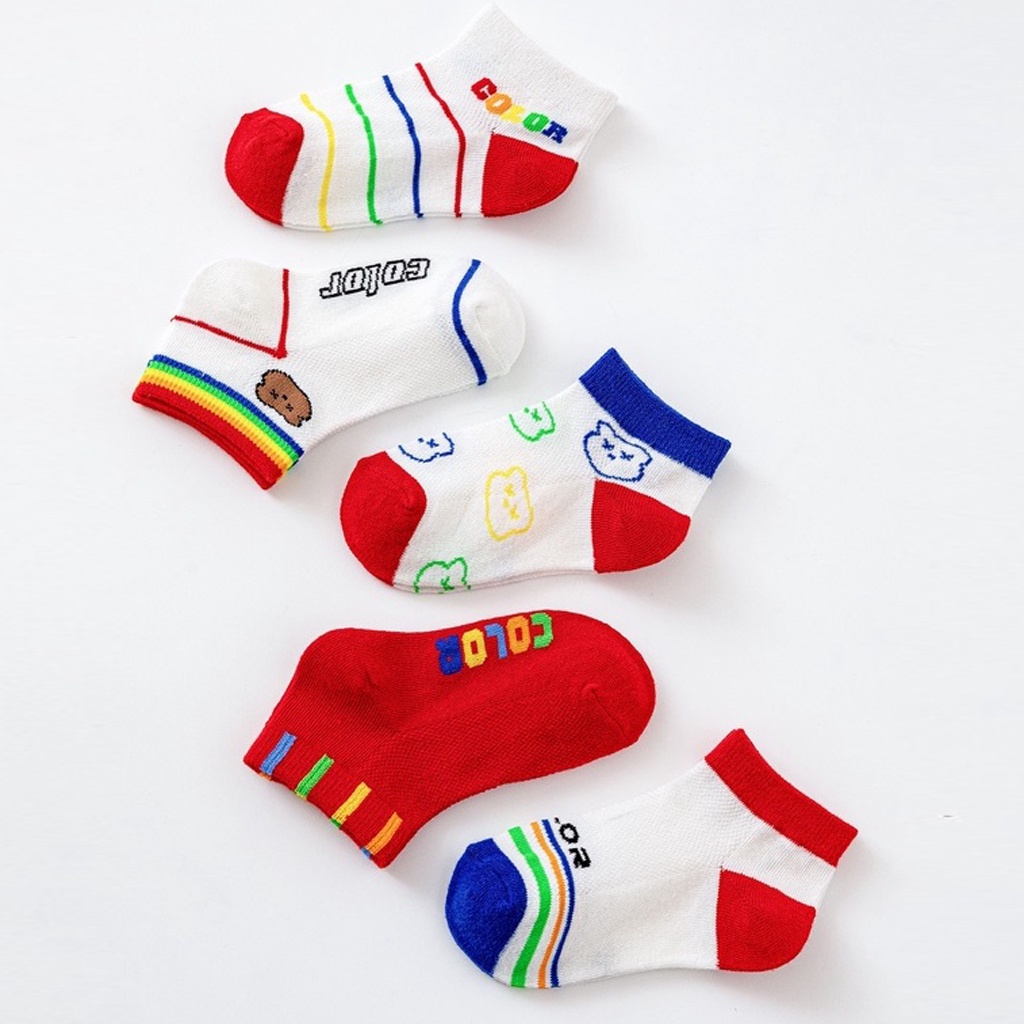 BRGUNIK Kaos Kaki Anak Motif Rainbow Bear Kaus Kaki Bayi Beruang Lucu KK037