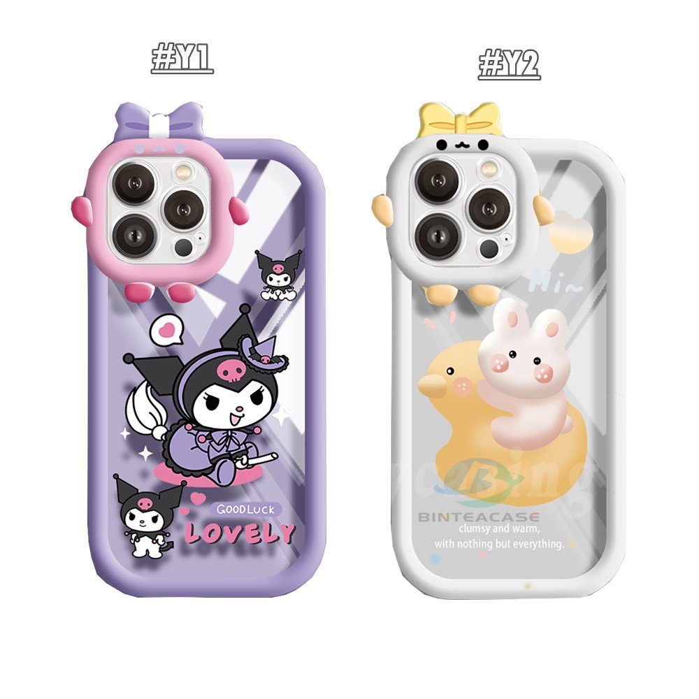 IPHONE Casing Lucu Kompatibel Untuk Iphone14 11 12 iPhone6 7 8 Plus 13 Pro Max14 Plus 11Pro MAX XR X XS MAX Lovely Kuromi Bunny Little Monster Frame Lensa Casing Ponsel Binteacase