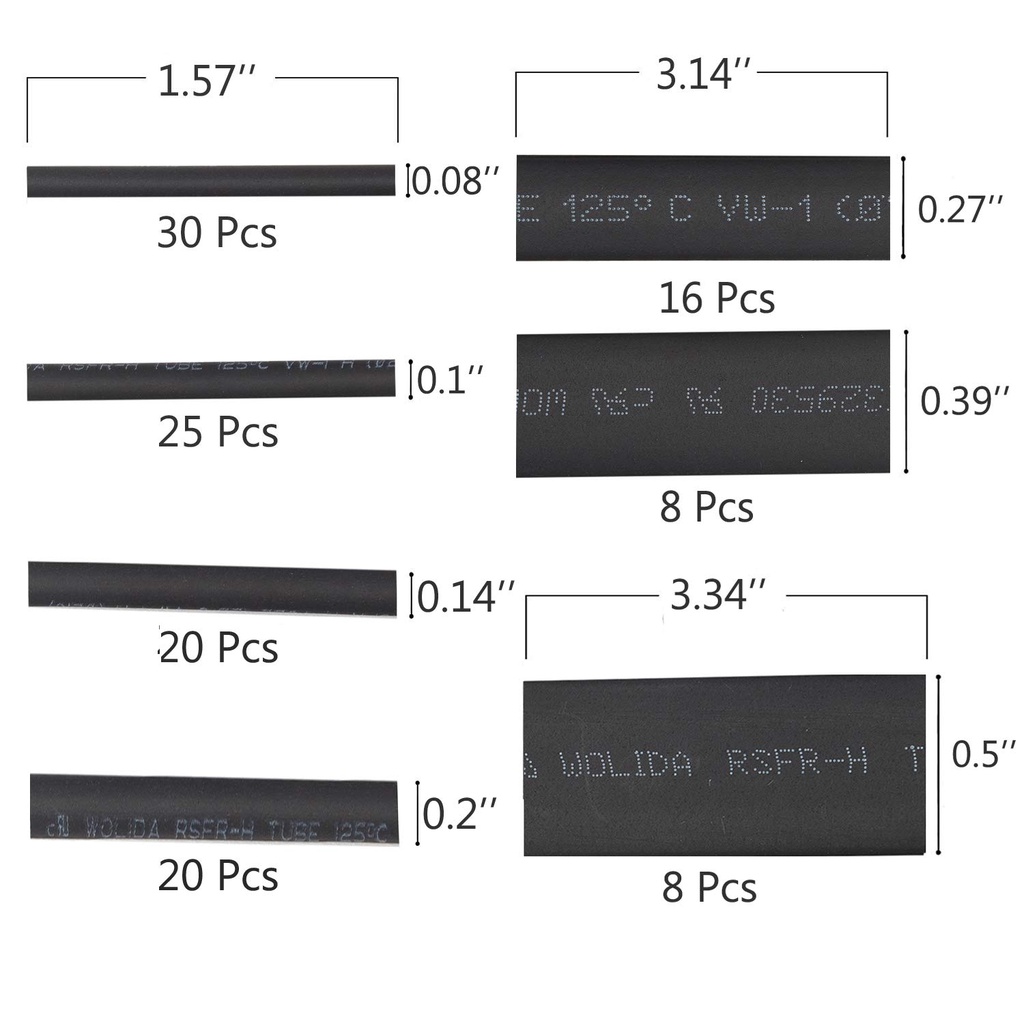 127 Pcs Heat Shrink tube Sleeving Tubing Assortment Kit Tabung Thermoresistant Sambungan Kabel Listrik Kawat Bungkus Kabel Tahan Air Shrinkage