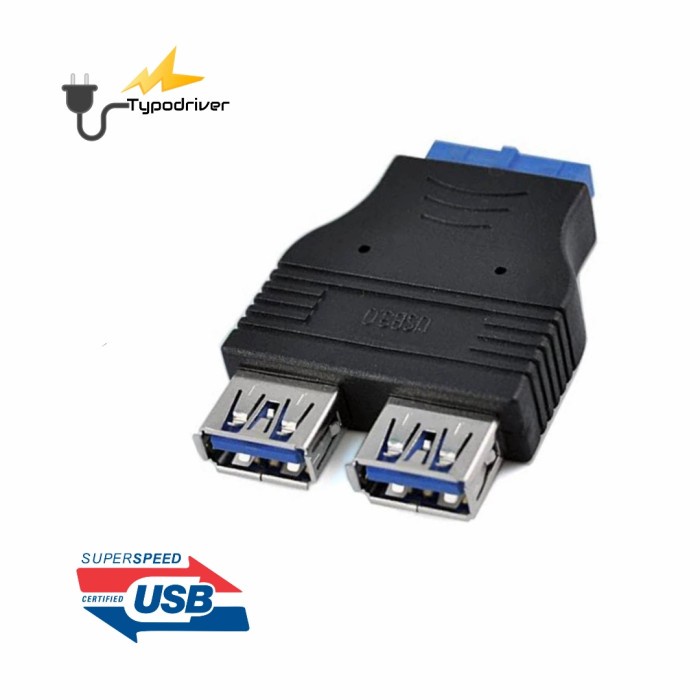 Port Adapter Usb 3.0 (20 Pin) Motherboard To Dual Port Usb 3.0 Connector