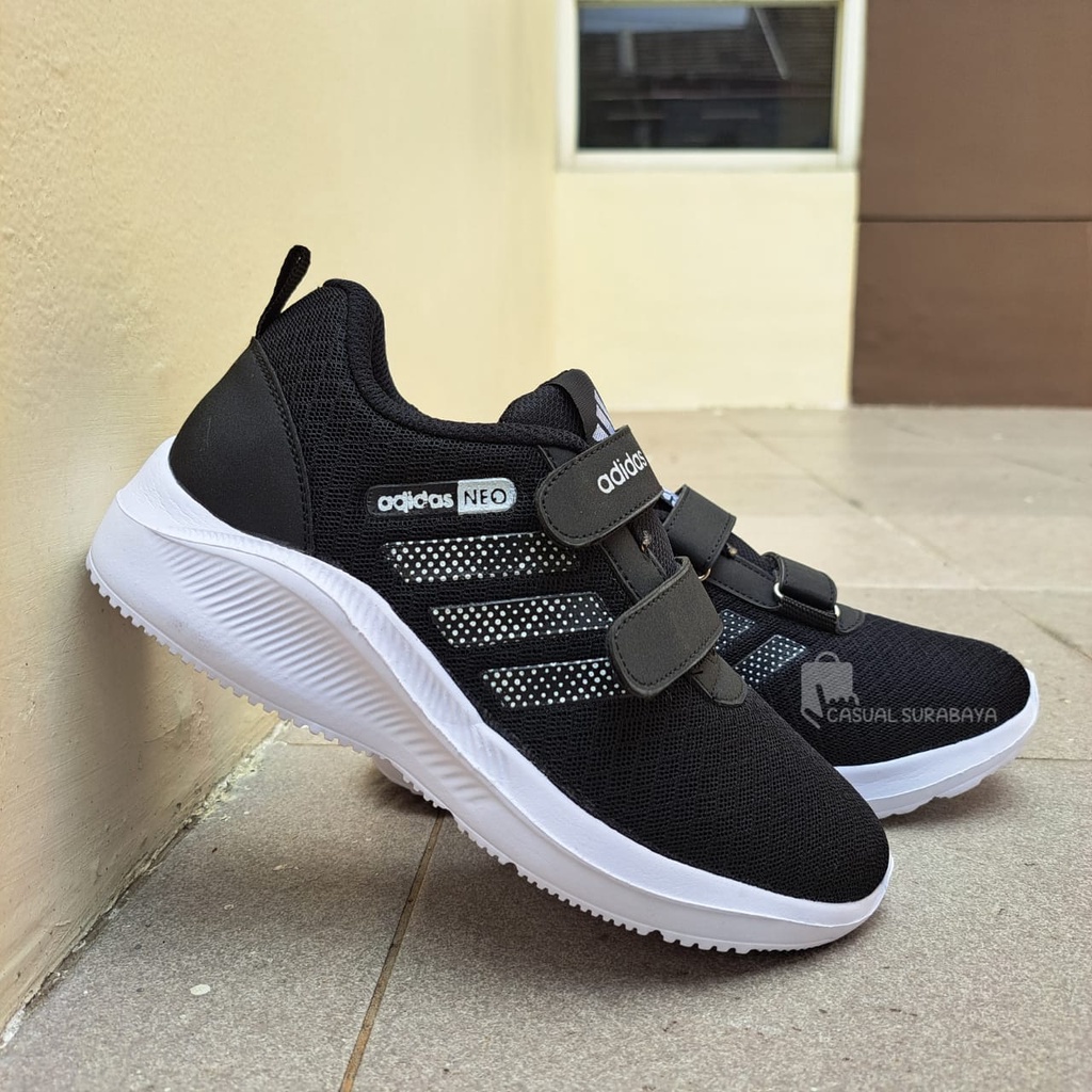 Sepatu Anak - Sepatu Anak Adidas Neo Hitam Putih Bahan Berkualitas Premium